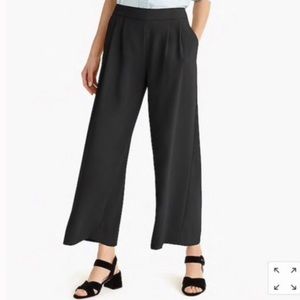 NWT J Crew Wide-leg Pull On Black Crop Pant in 365 Crepe in Size 12